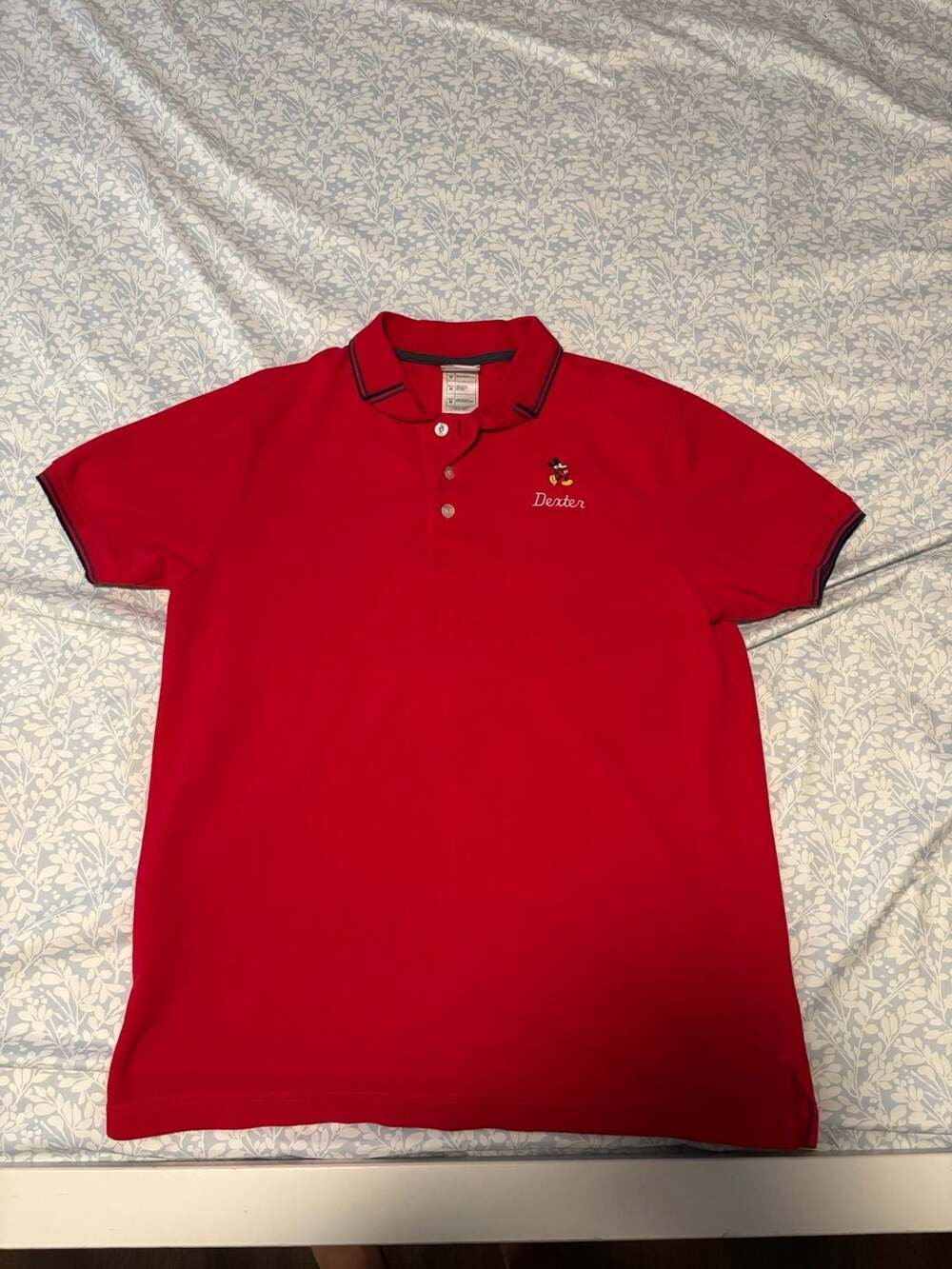 Disney Shopping.com Polo Shirt Size M Red Mickey Mouse Dexter Embroidered
